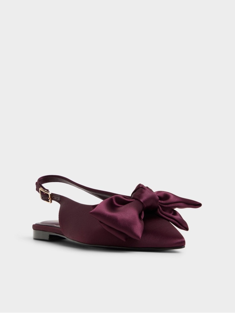 ALDO Bow Pointed-Toe Slingback Ballerina Festive Flats in Plum Women’s 9 - Picture 10 of 11